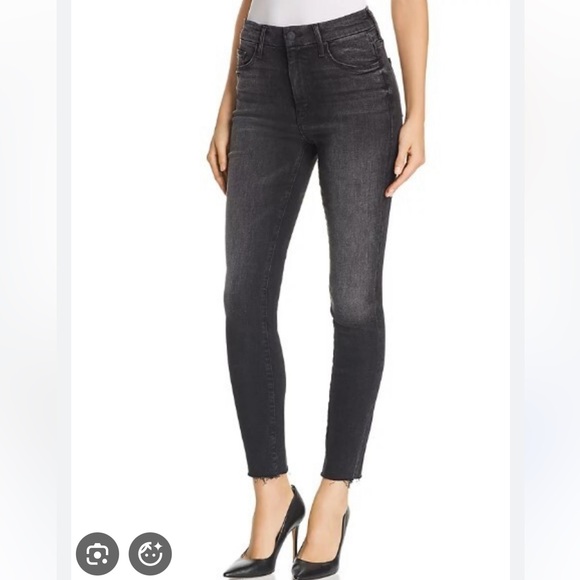 Mother black looker ankle fray night hawk skinny high rise jeans